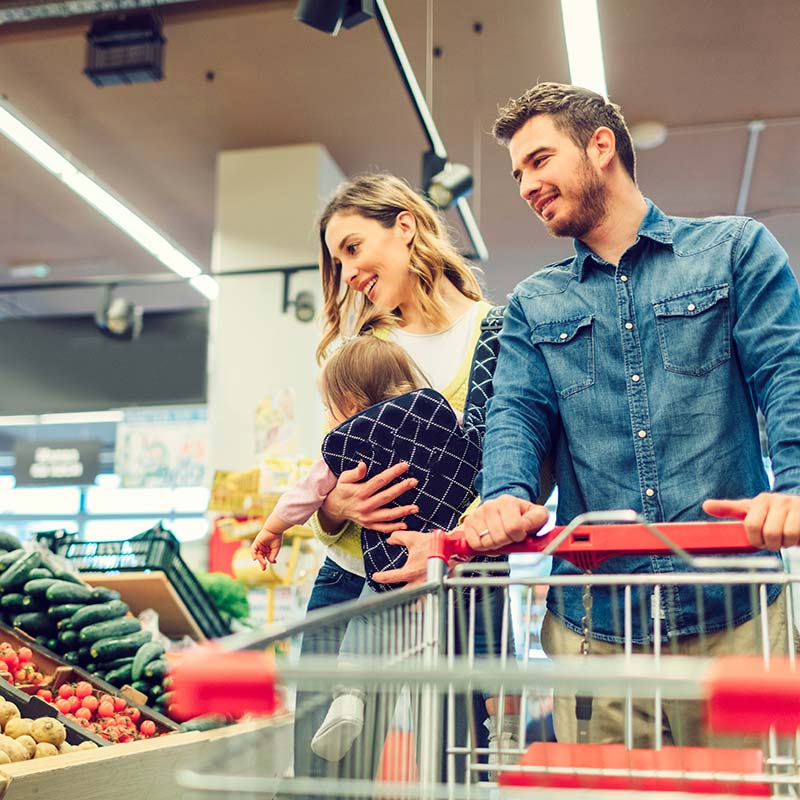 Family shopping together at a supermarket